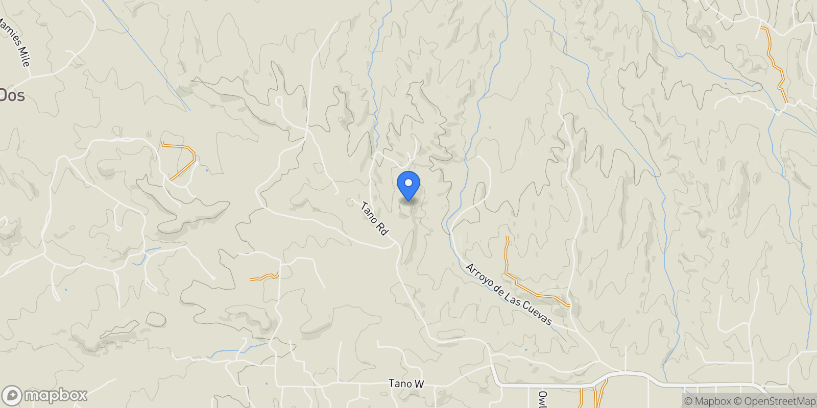 Map showing 411 Tano Road, Santa Fe, NM 87506, Santa Fe, New Mexico, United States.
