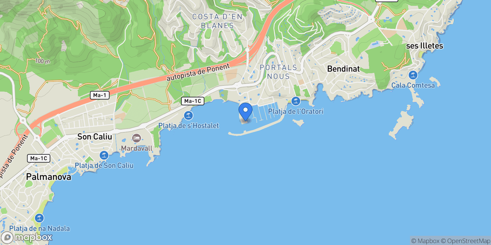 Map showing Torre de Capitanía, 07181 Portals Nous-Calvià, Illes Balears, Spain, Portals Nous, Calvia, Balearic Islands.