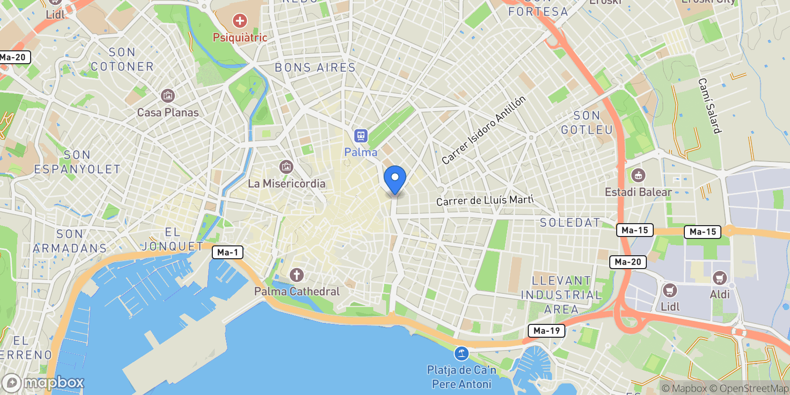 Map showing Palma, Balearic Islands, Spain, Palma, Balearic Islands, Spain.