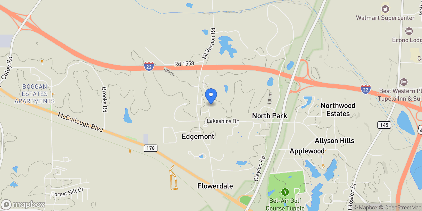 Map showing 3078 Plantation Cr., Tupelo, MS 38804, Tupelo, Mississippi, United States.