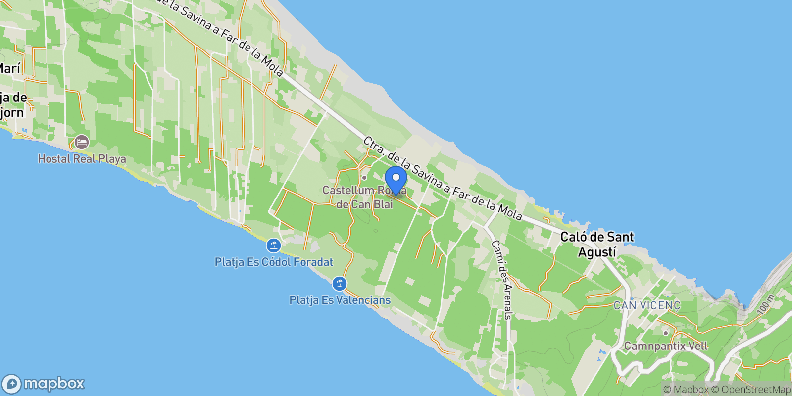 Map showing Formentera, Formentera, Balearic Islands, Spain.