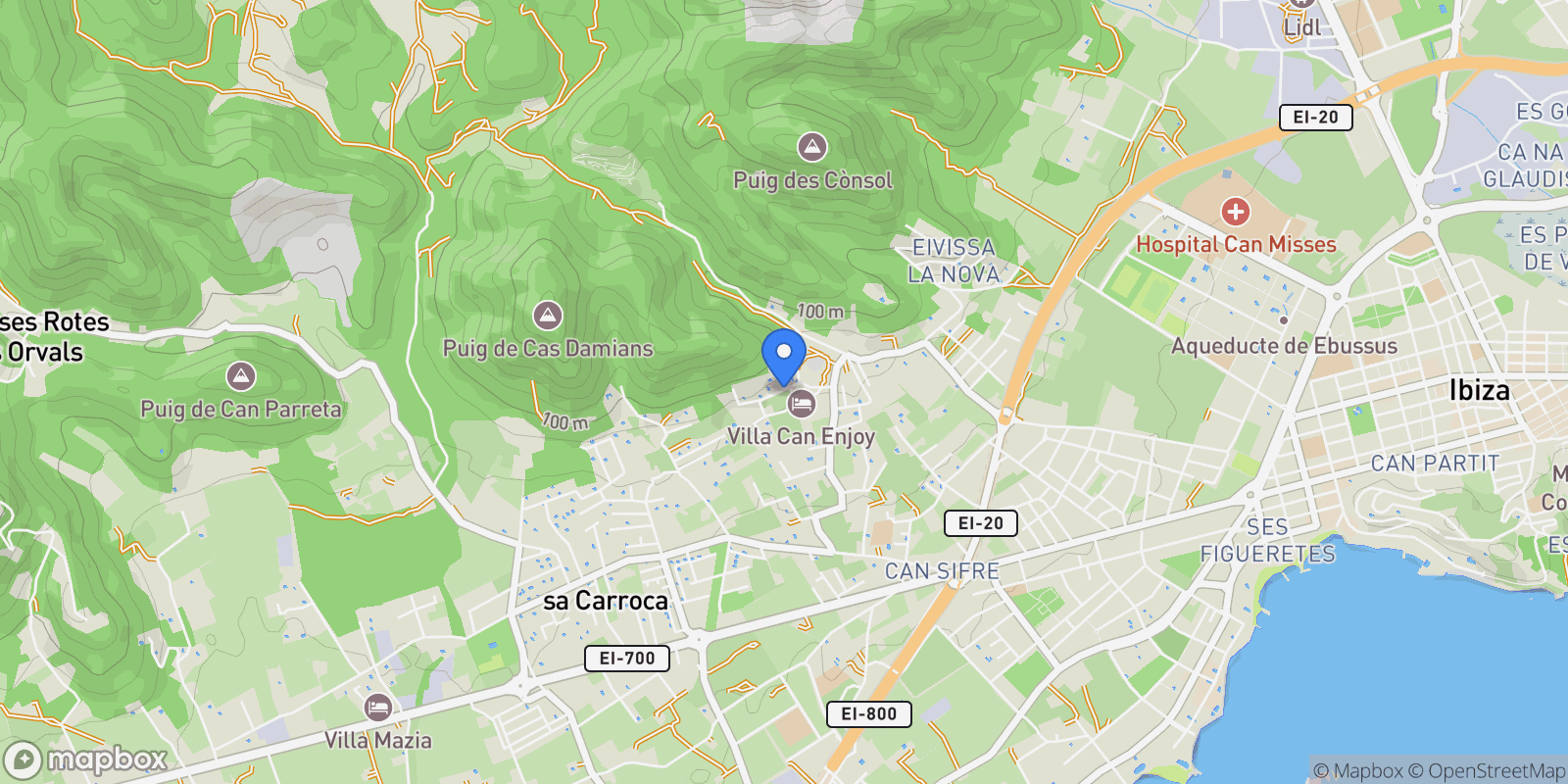 Map showing Ibiza, Sant Josep de sa Talaia, Balearic Islands, Spain.