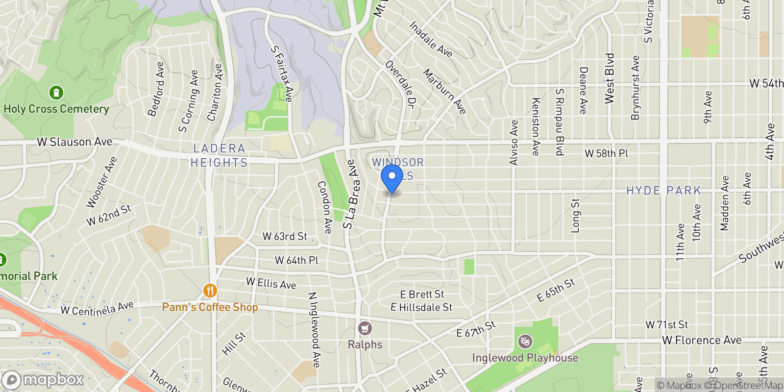 Map showing 6006 Overhill Drive, Los Angeles, California, United States.