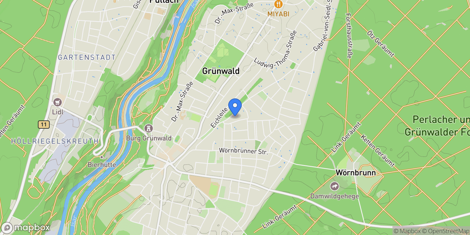 Map showing Grünwald, Montana, Germany.
