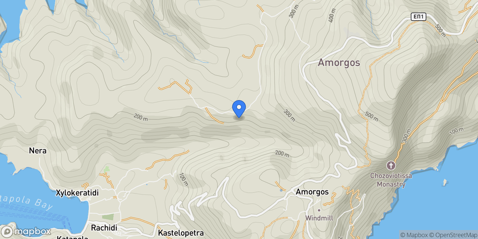 Map showing Amorgos 840 08, Greece, Amorgos, Aegean, Greece.