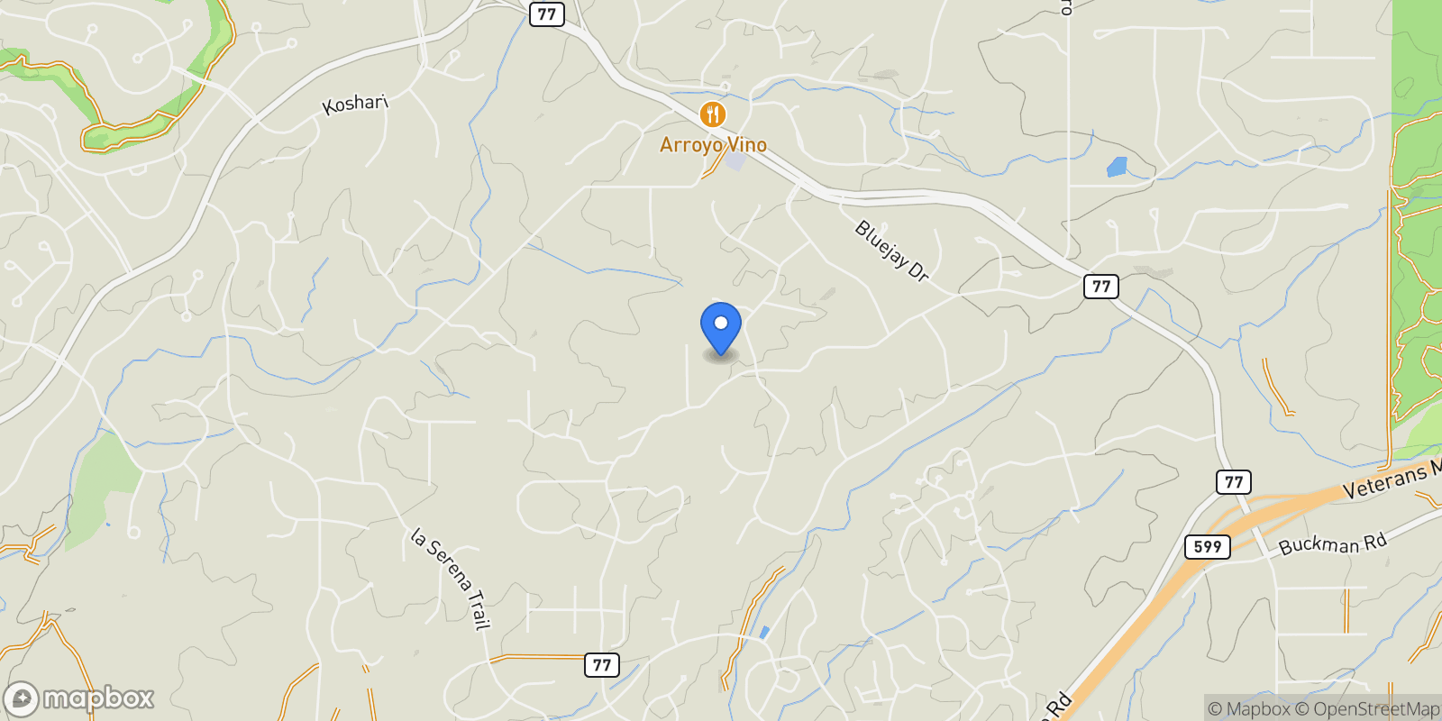 Map showing 107 W Wildflower Drive, Santa Fe, NM 87506, Santa Fe, New Mexico, United States.