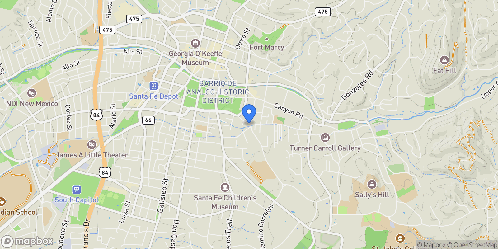 Map showing 500 Garcia Street, Santa Fe, NM 87505, Santa Fe, New Mexico, United States.