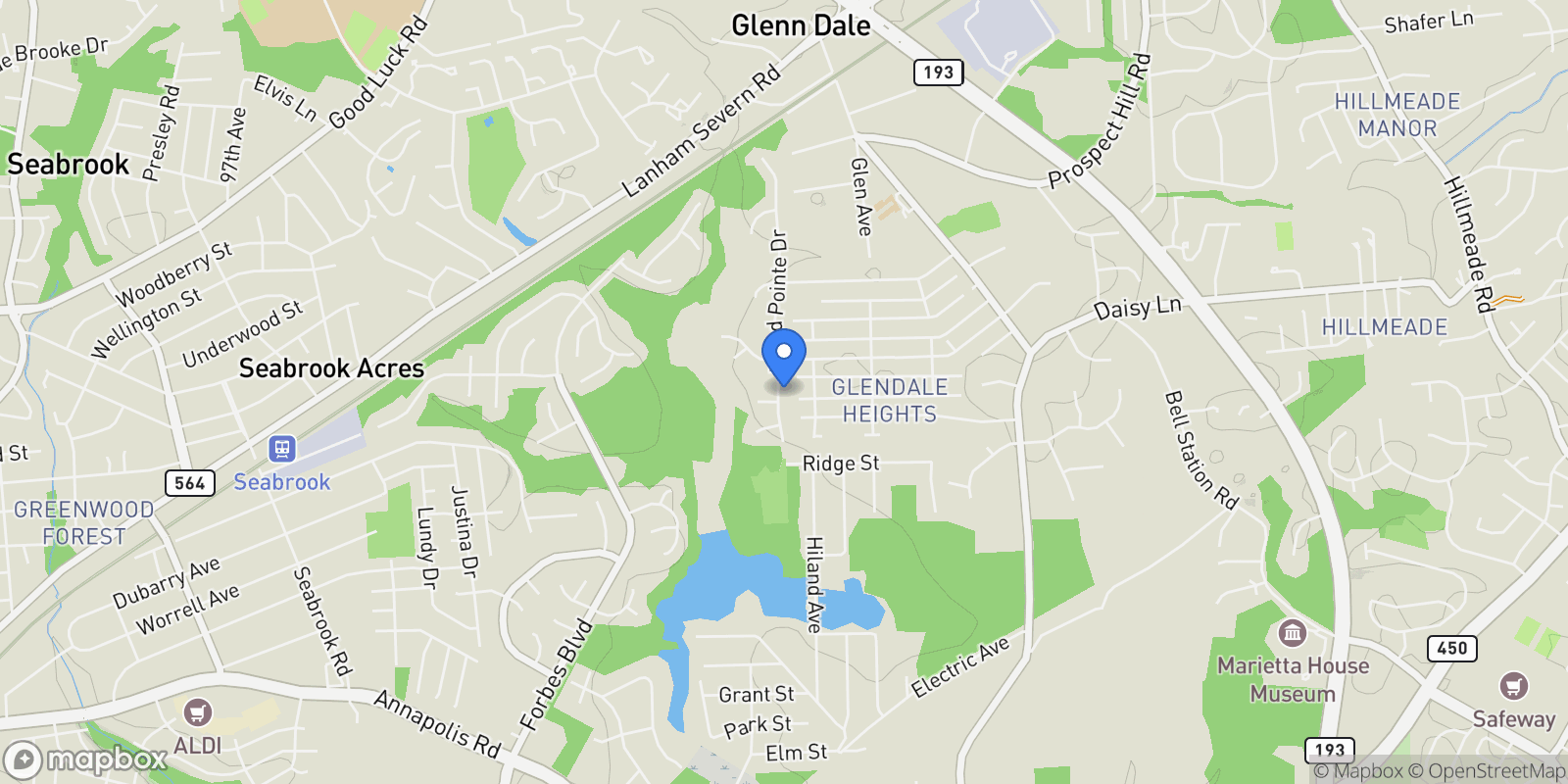 Map showing 6203 WOOD POINTE DR DRIVE, GLENN DALE, MD 20769, Glenn Dale, Maryland, United States.