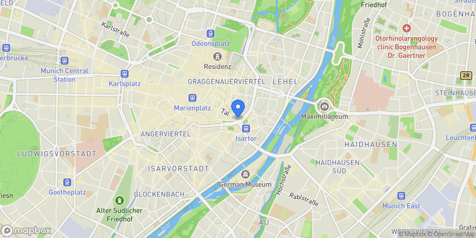 Map showing Munich, Bavaria, Germany.