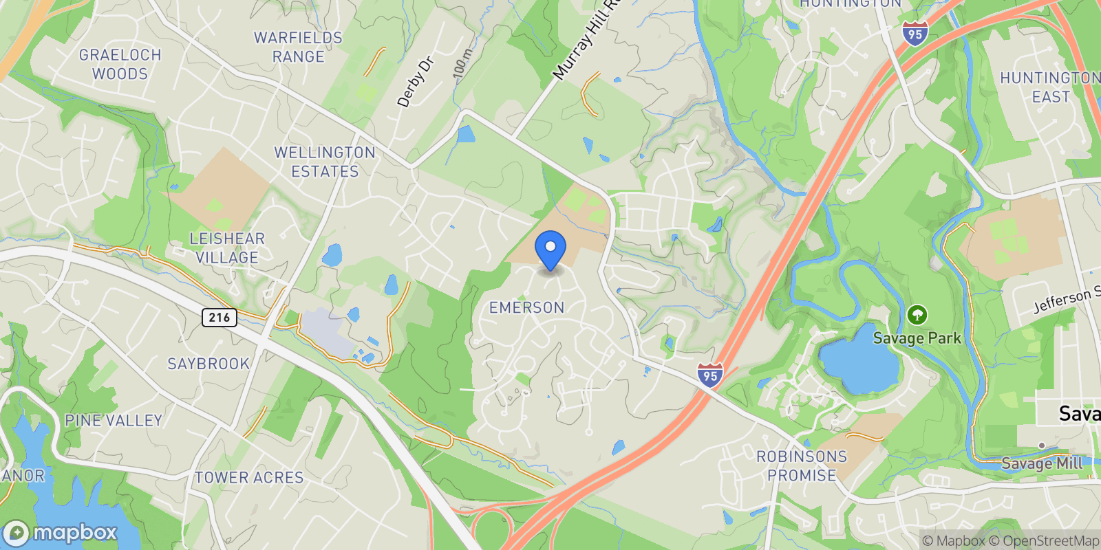 Map showing 10047 FALL RAIN DR DRIVE, LAUREL, MD 20723, Savage, Maryland, United States.