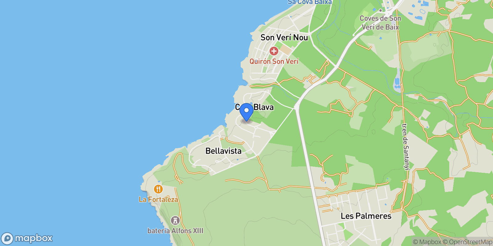 Map showing 07609 Cala Blava, Illes Balears, Spain, Llucmajor, Balearic Islands, Spain.
