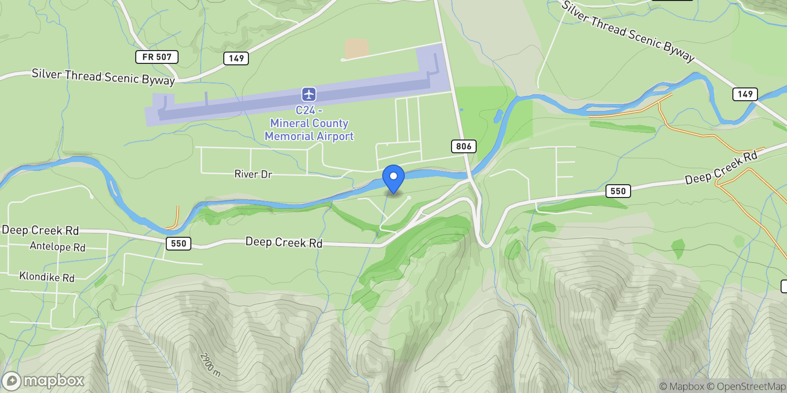 Map showing 108 Forest Road 552, Creede, Colorado, United States.