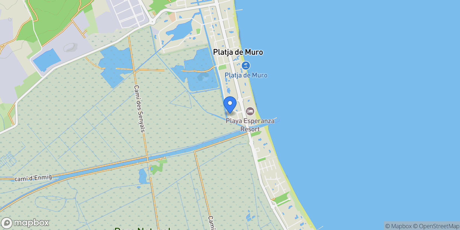 Map showing PLAYAS DE MURO, Muro, Baleares, Muro, Muro, Balearic Islands, Spain.