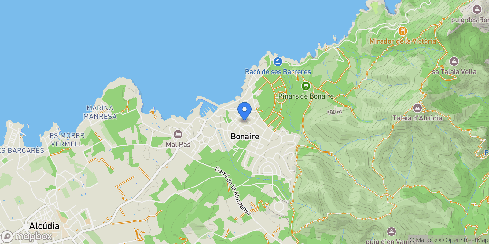 Map showing Bonaire - Malpas, Alcudia, Baleares, Alcudia, Alcudia, Balearic Islands, Spain.