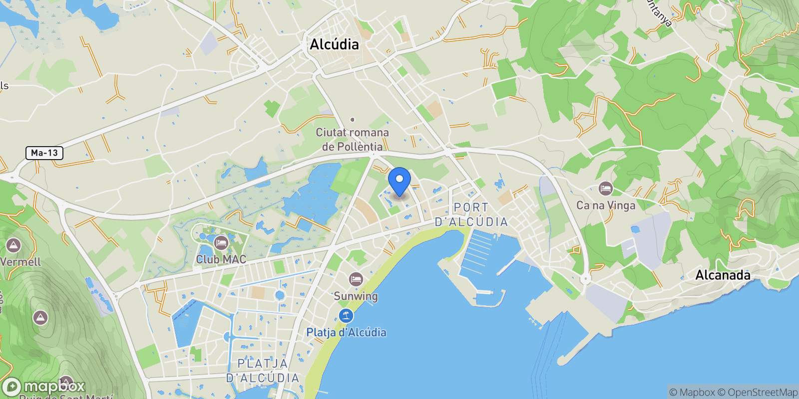 Map showing Puerto de Alcudia, Alcudia, Baleares, Alcudia, Alcudia, Balearic Islands, Spain.