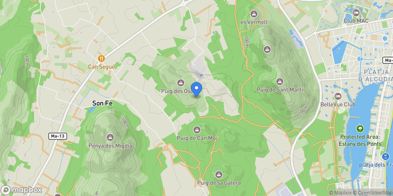 Map showing Alcudia Pueblo, Alcudia, Baleares, Alcudia, Alcudia, Balearic Islands, Spain.