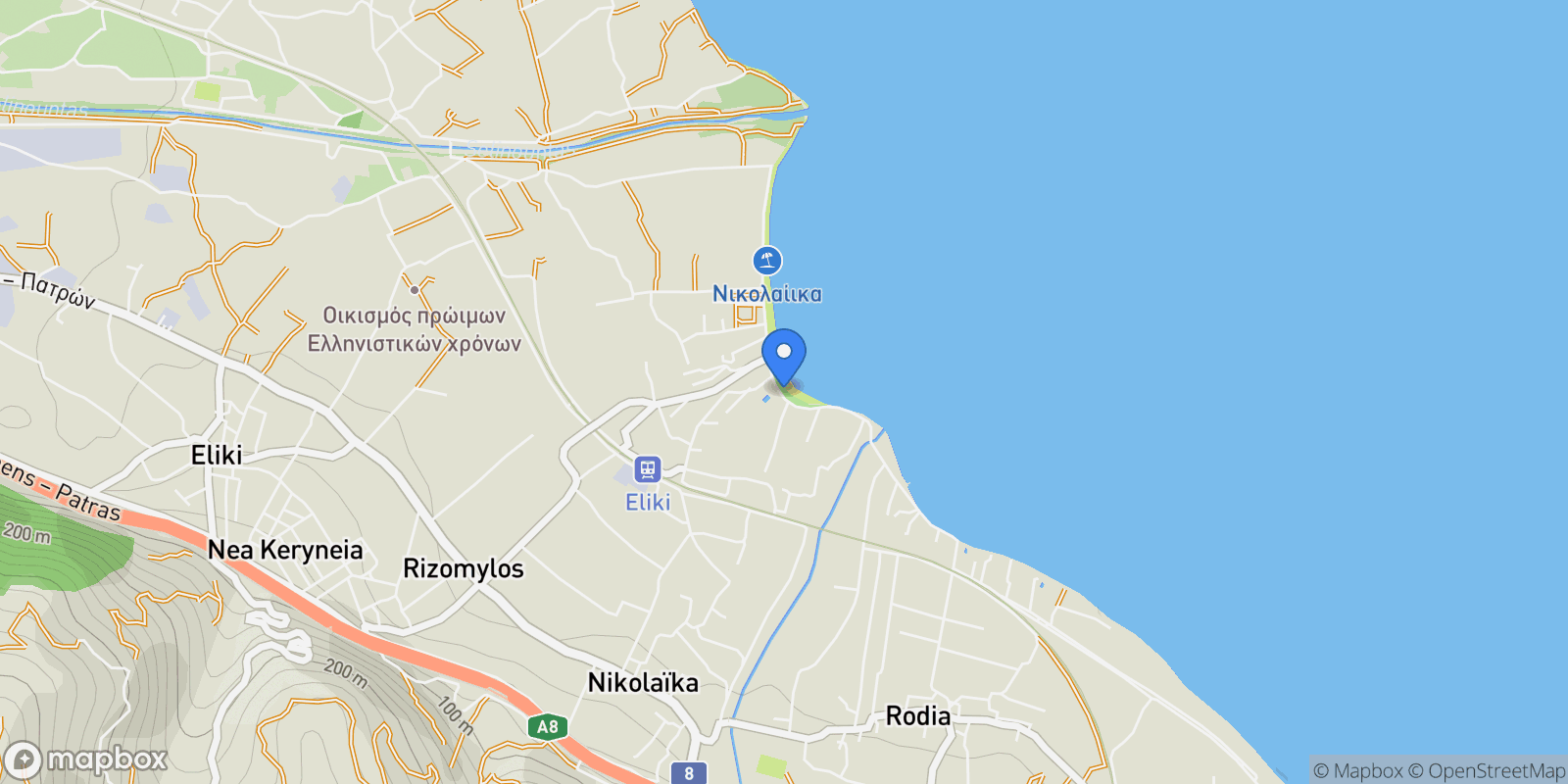 Map showing Diakopto, Peloponnese, Western Greece and the Ionian, Greece.