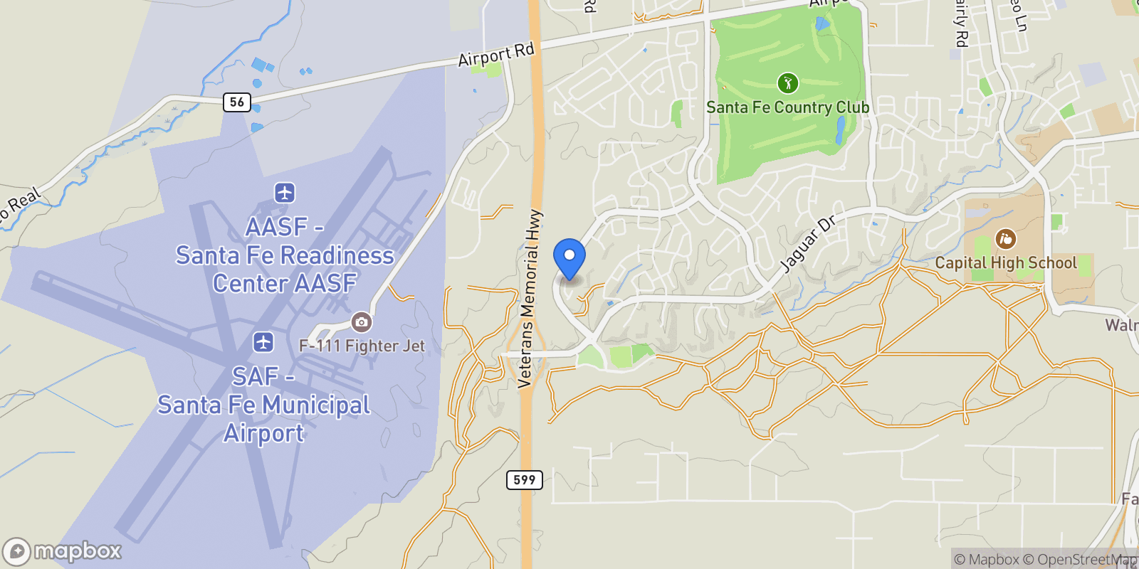 Map showing 7609 Arroyo Oeste Lane , Santa Fe, NM 87507, Santa Fe, New Mexico, United States.