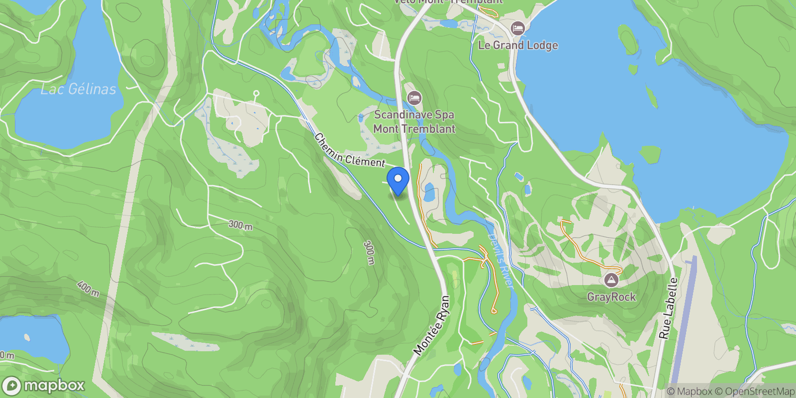 Map showing 120 Ch. du Faubourg, Laurentides, Mont-Tremblant, Quebec, Canada.