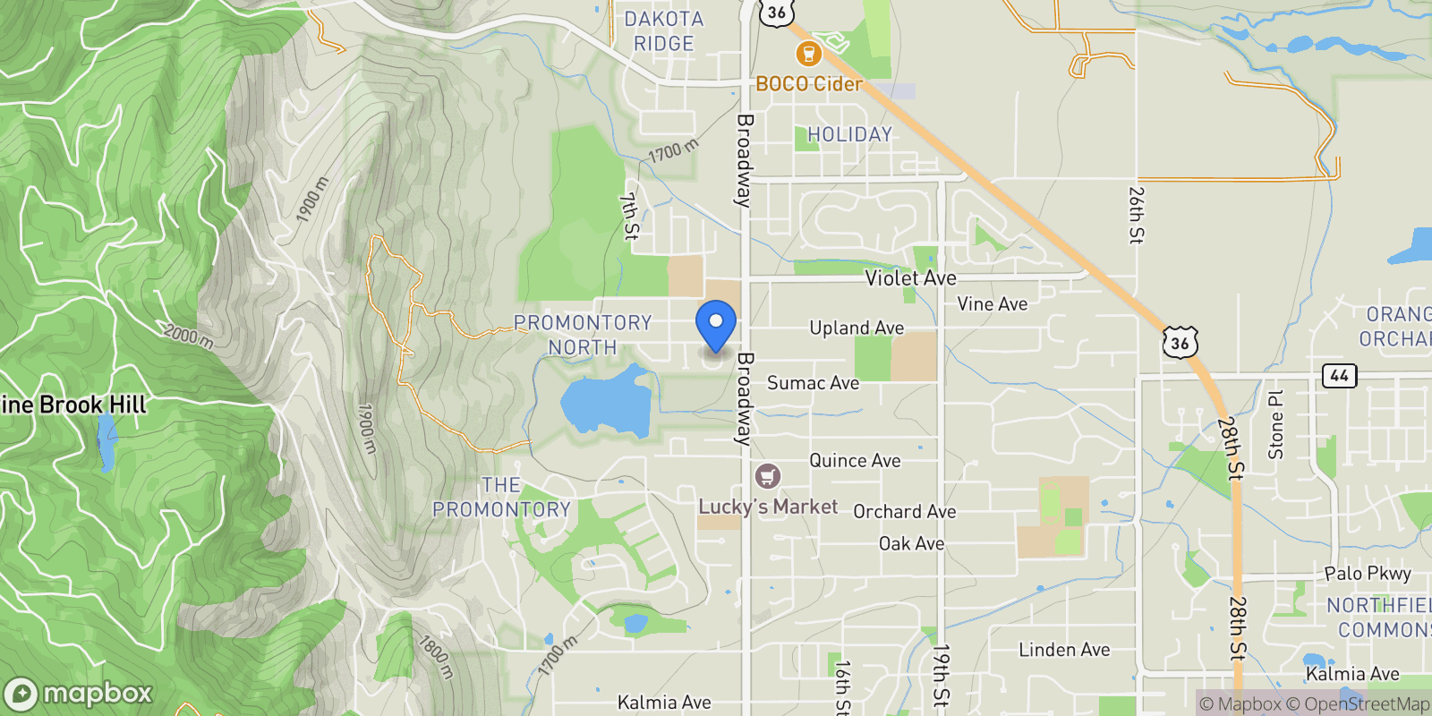 Map showing 1111 Utica Circle, Boulder, Colorado, United States.