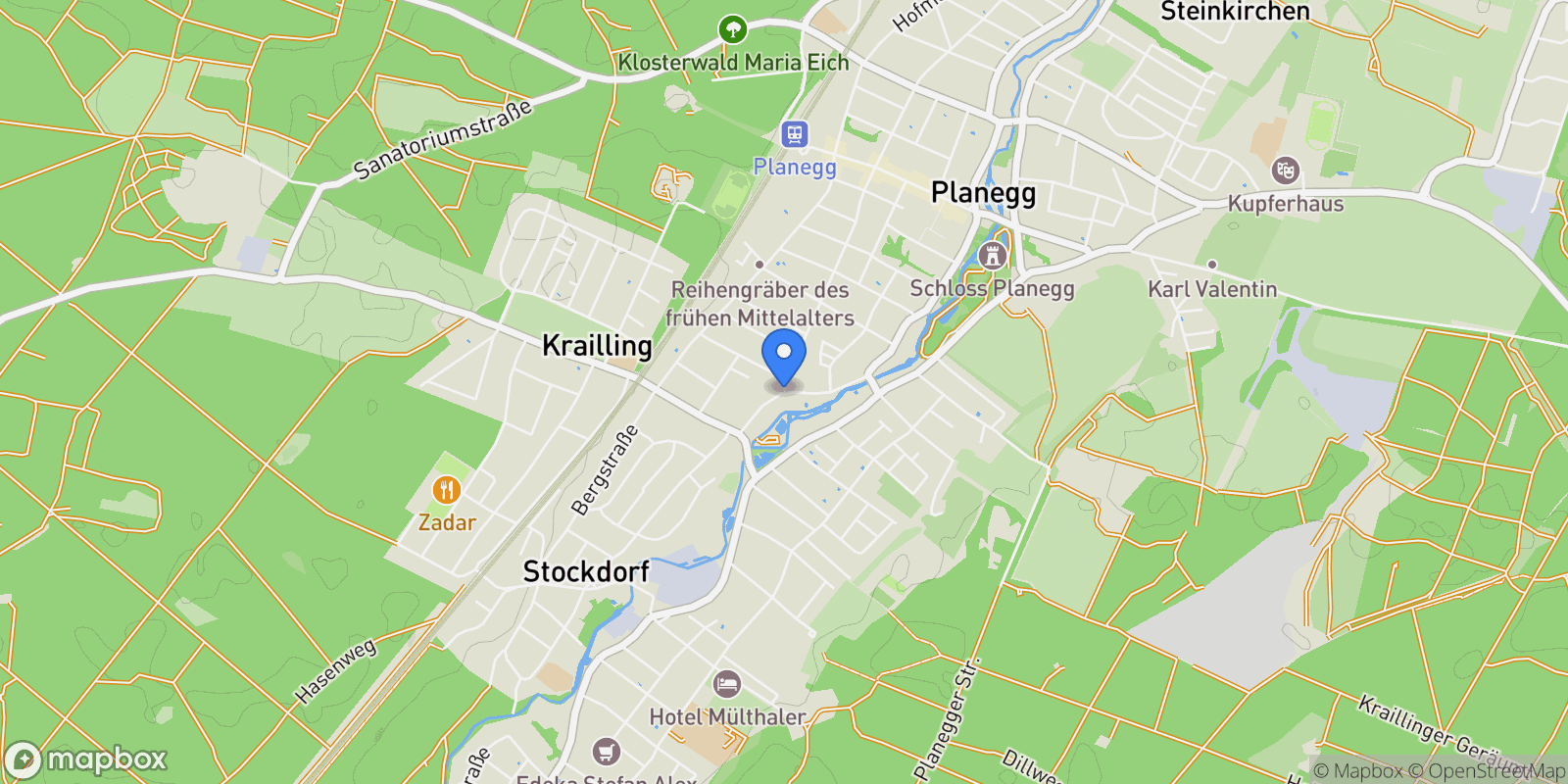 Map showing Krailling, Bavaria, Germany.
