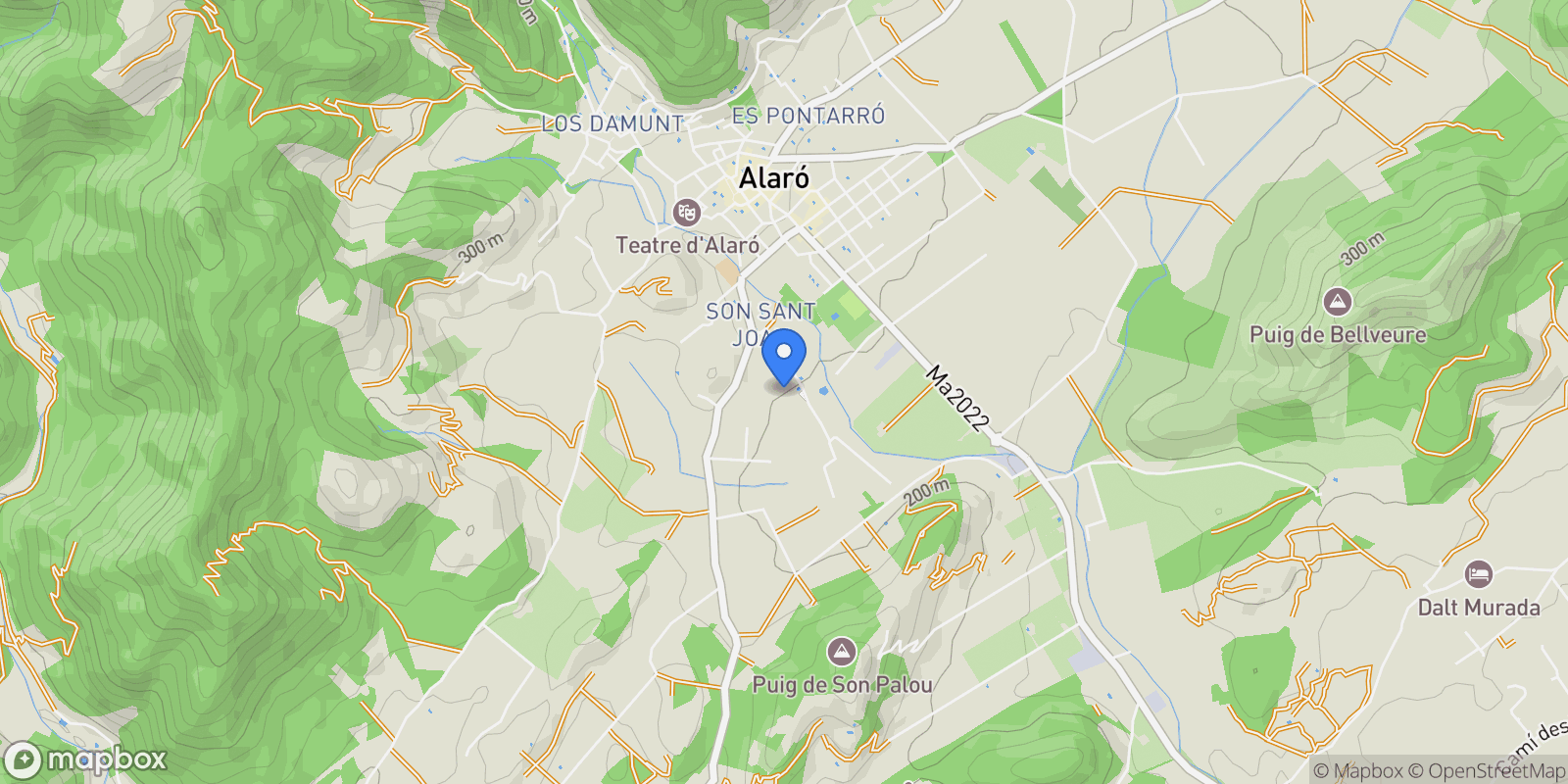 Map showing son Sant Joan, Alaro, Balearic Islands, Spain.