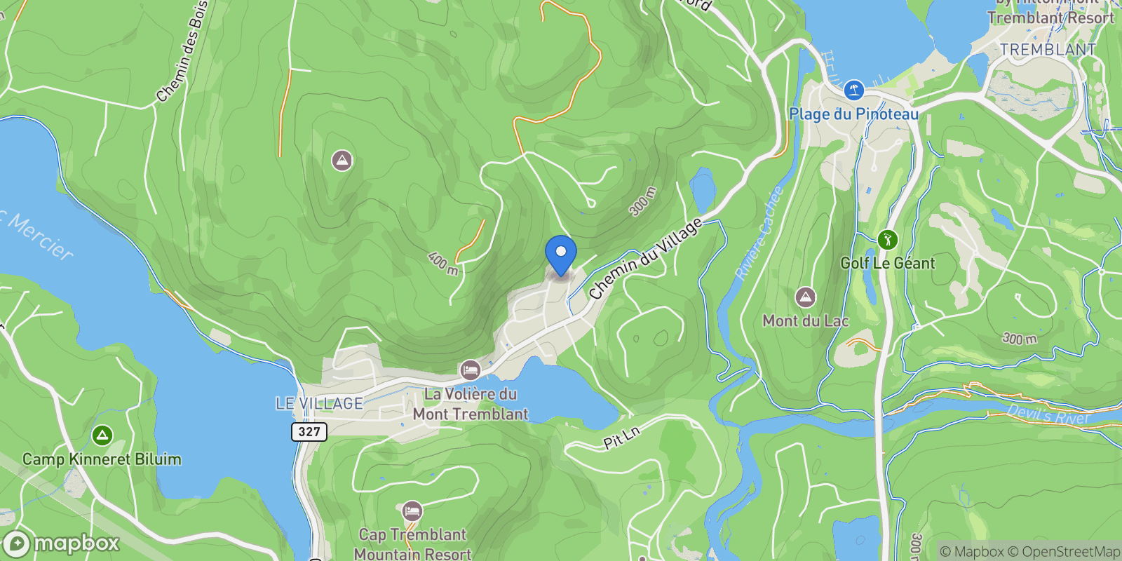 Map showing 135 Rue Rabellino, Laurentides, Mont-Tremblant, Quebec, Canada.