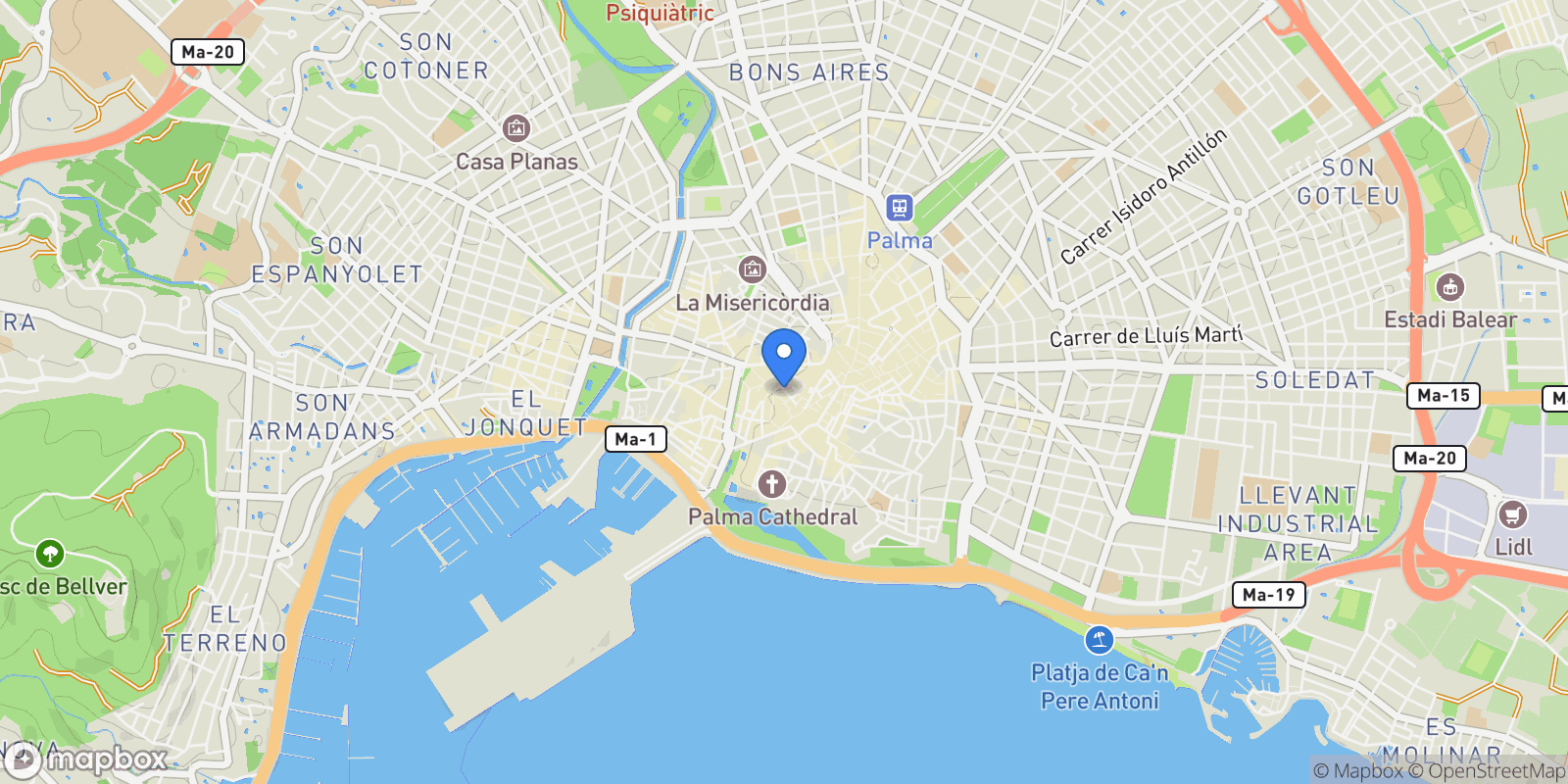 Map showing unio, Palma, Balearic Islands, Spain.
