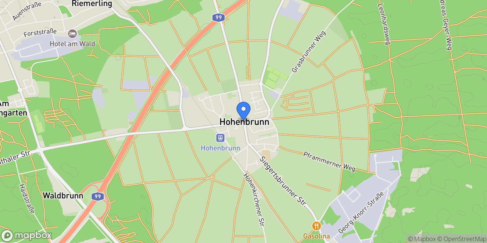 Map showing Hohenbrunn, Bavaria, Germany.