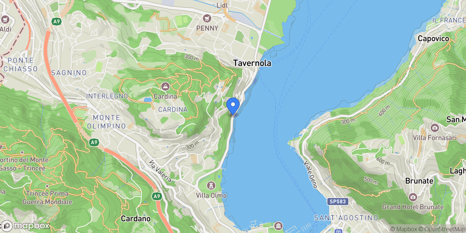 Map showing Via Per Cernobbio, 22100 Como CO, Italy, Como, Lombardy, Italy.
