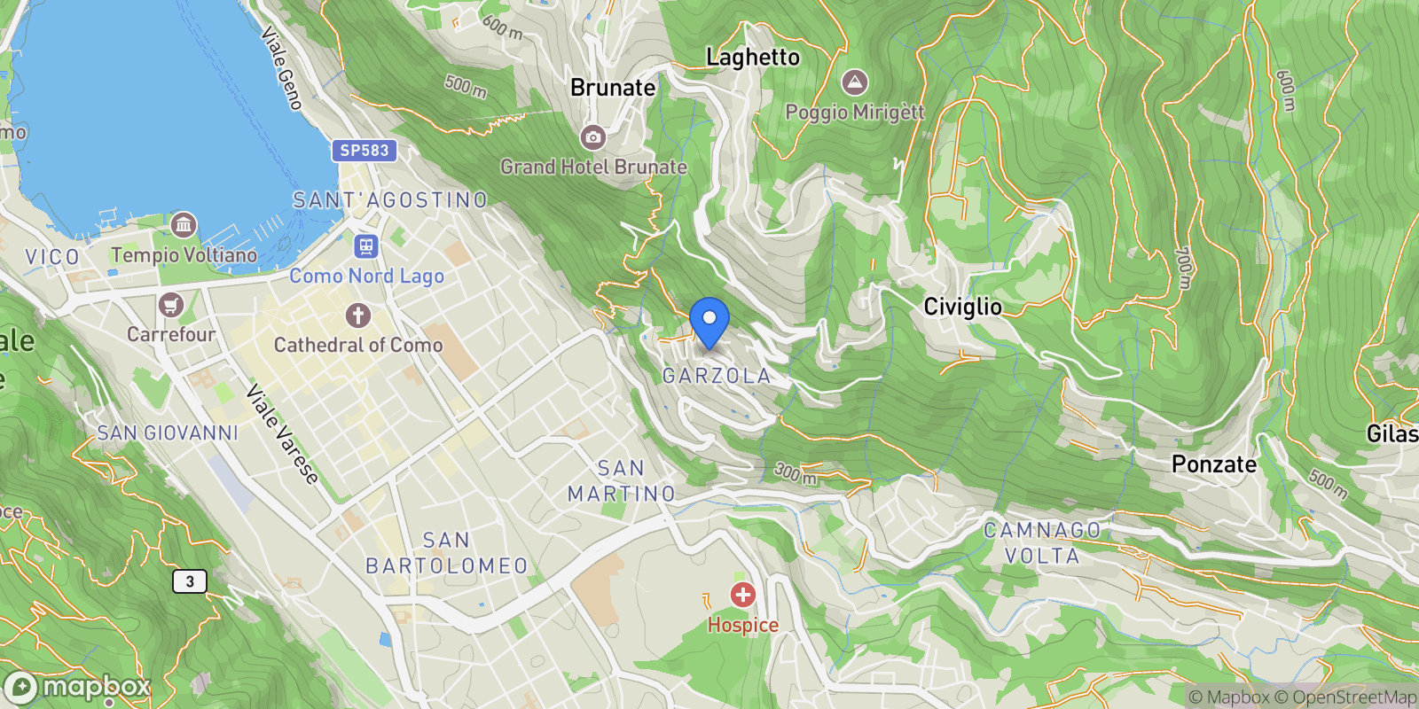 Map showing V. per Brunate, Como CO, Italy, Como, Lombardy, Italy.