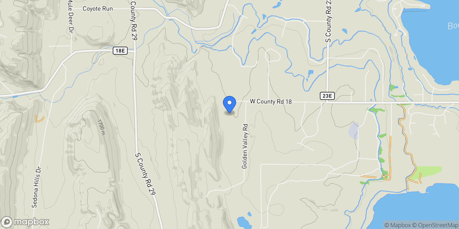 Map showing 6950 W County Road 18, Berthoud, Colorado, United States.