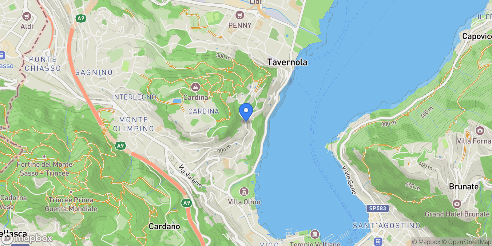 Map showing Via Panoramica S. Pietro, 22100 Como CO, Italy, Como, Lombardy, Italy.