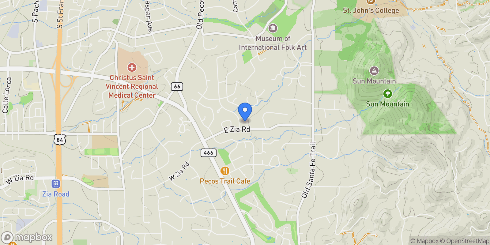 Map showing 2116 Conejo Drive, Santa Fe, NM 87505, Santa Fe, New Mexico, United States.