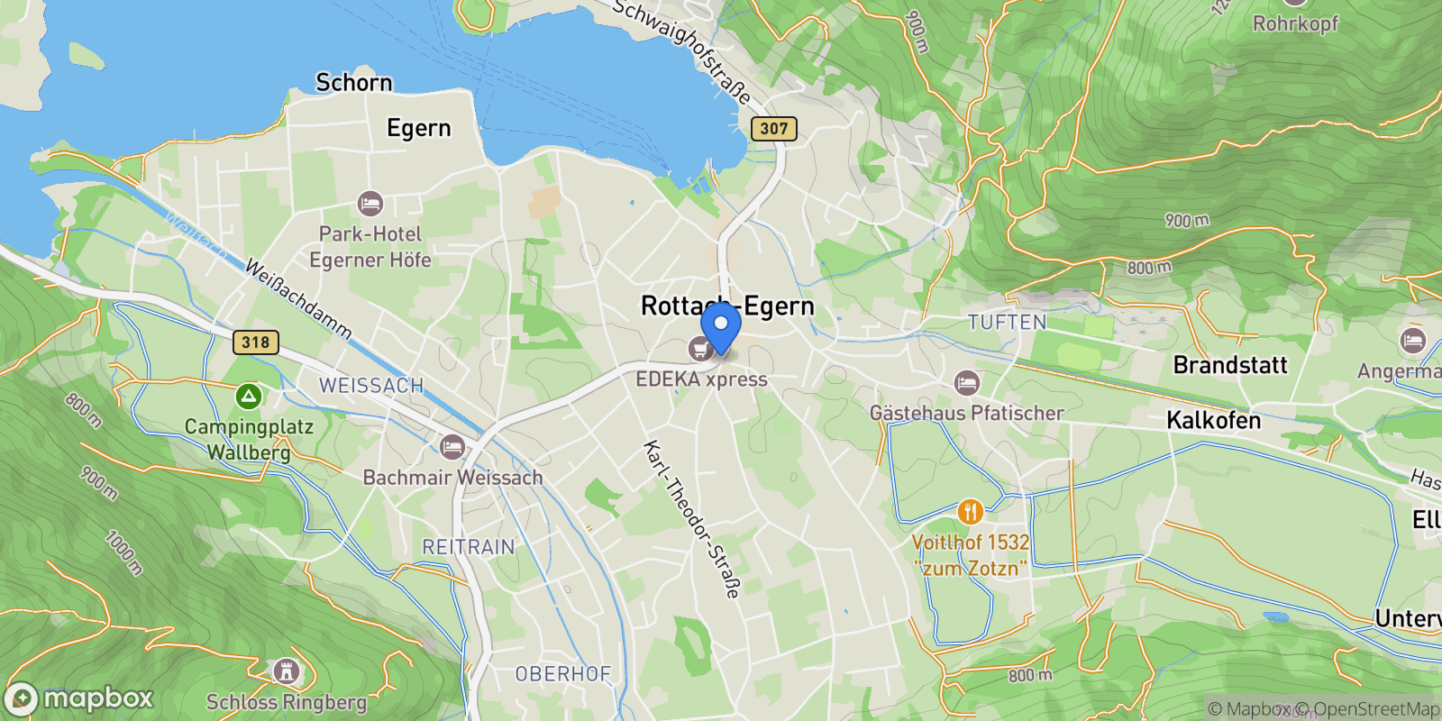 Map showing Rottach-Egern, Bavaria, Germany.