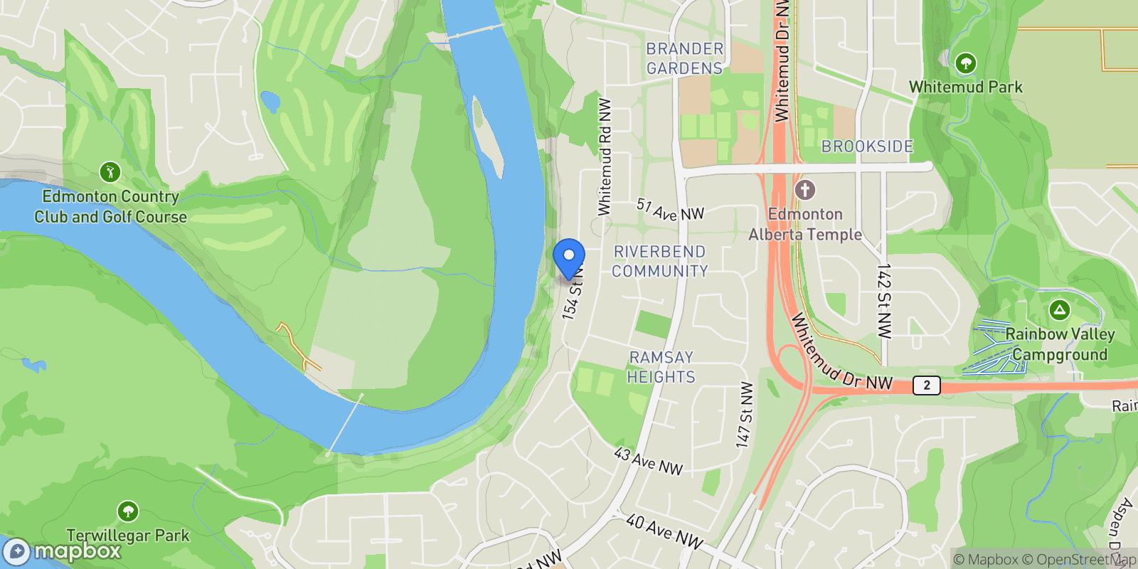Map showing 4804 154 Street, Edmonton, AB T6H 5K7, Edmonton, Alberta, Canada.