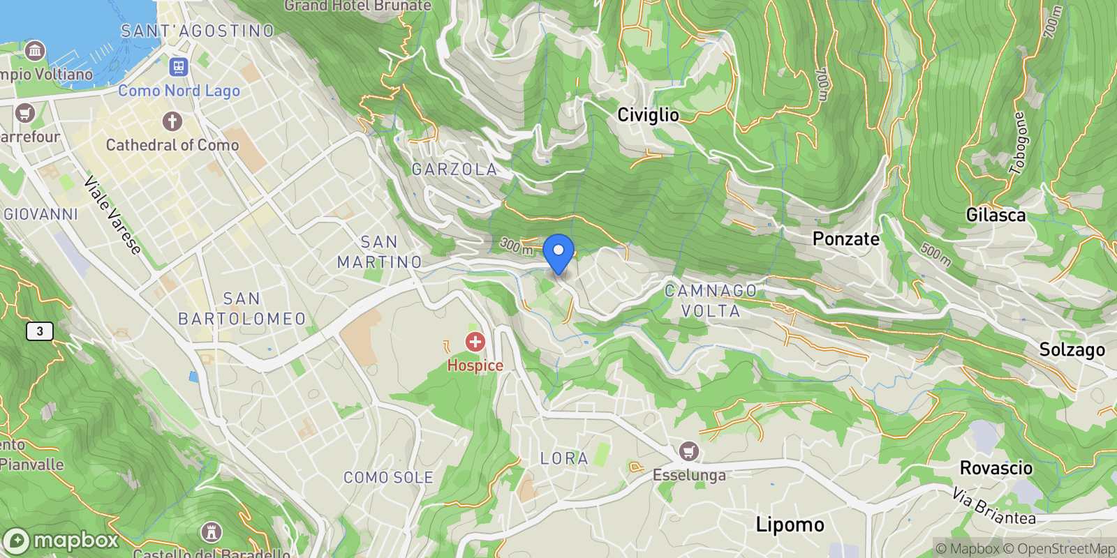 Map showing Via Rienza, 22100 Como CO, Italy, Como, Lombardy, Italy.