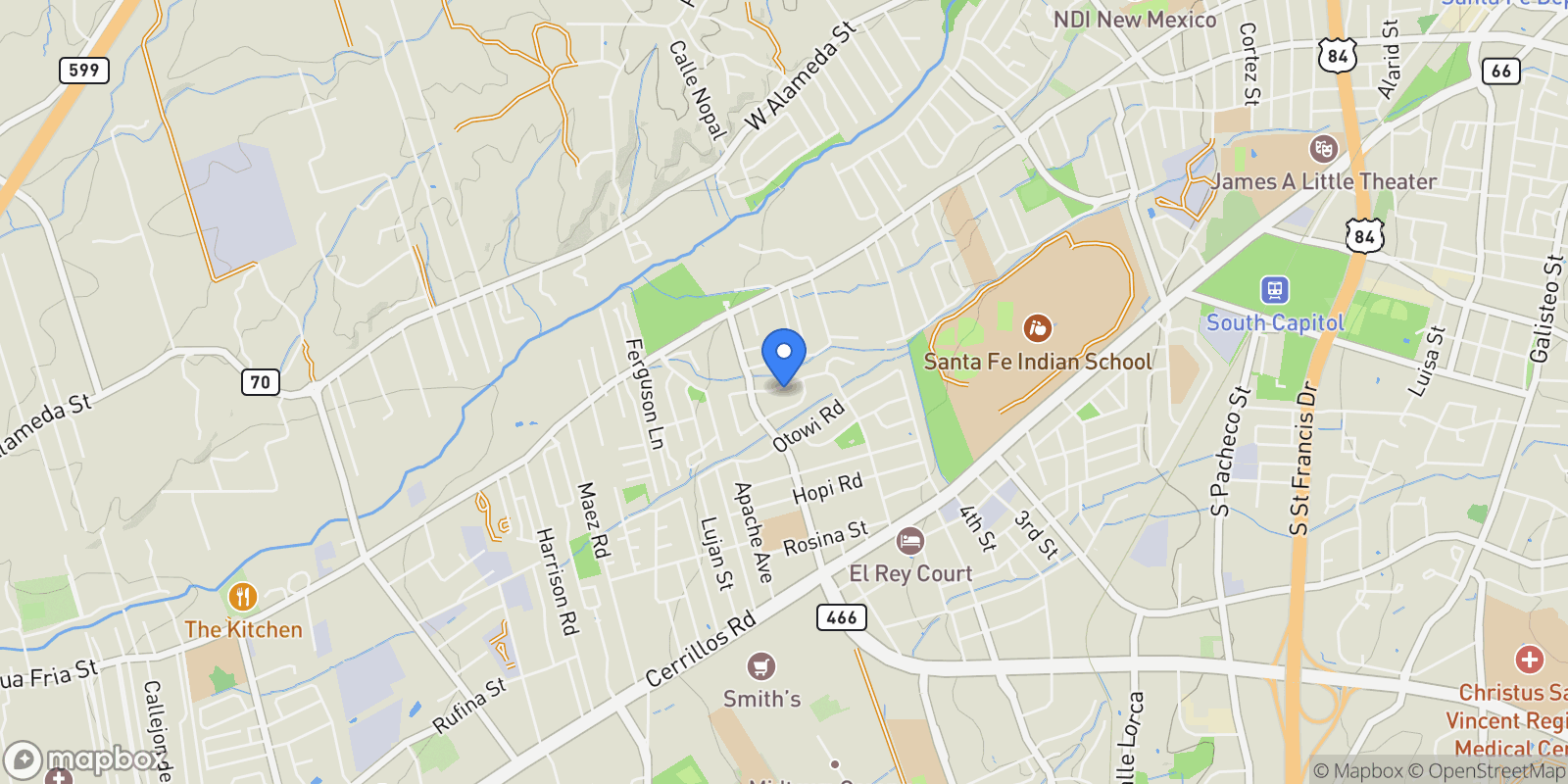 Map showing 1950 San Ildefonso Road , Santa Fe, NM 87505, Santa Fe, New Mexico, United States.