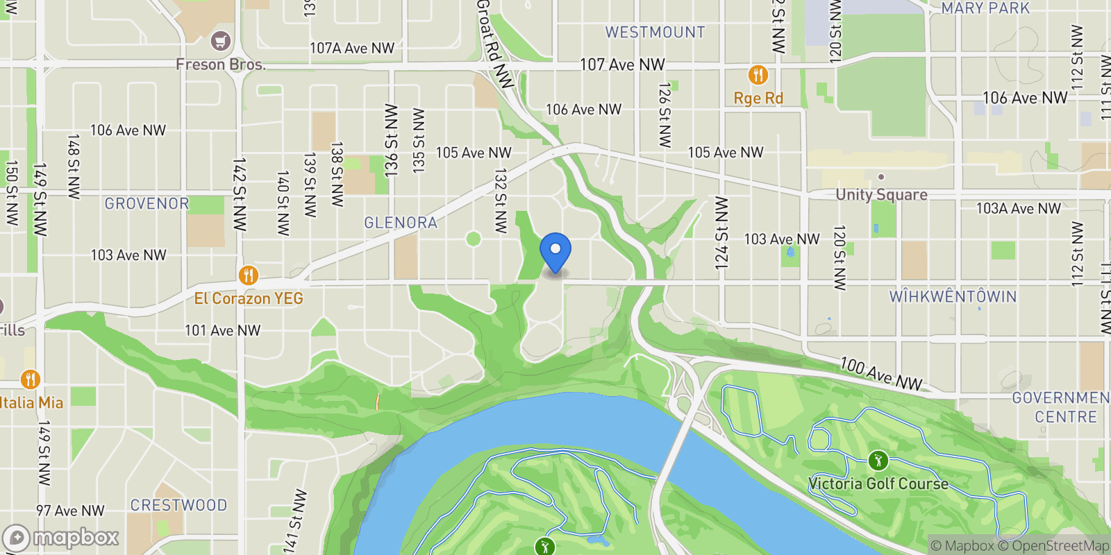 Map showing 10204 130 Street, Edmonton, AB T5N 1X5, Edmonton, Alberta, Canada.