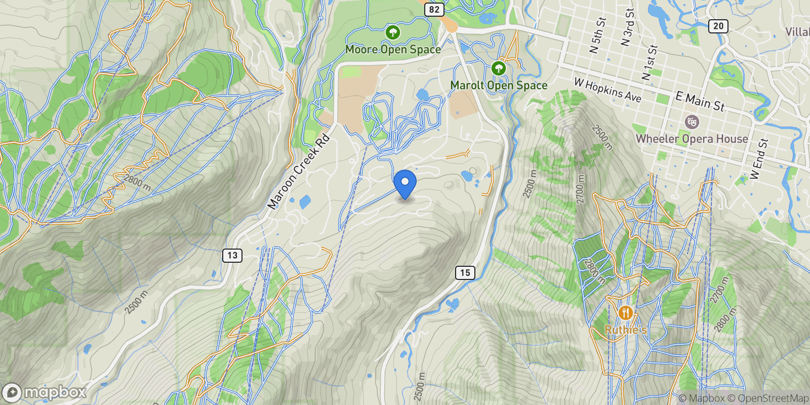Map showing 761 Moore Drive, Aspen, Colorado, United States.