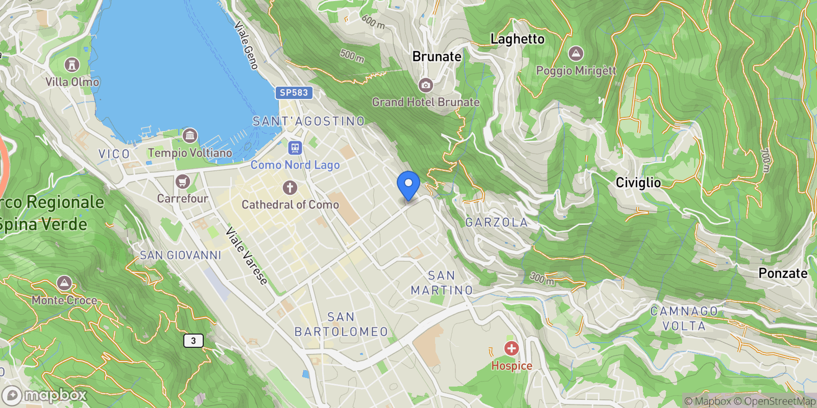 Map showing Via Tommaso Grossi, 39, 22100 Como CO, Italy, Como, Lombardy, Italy.