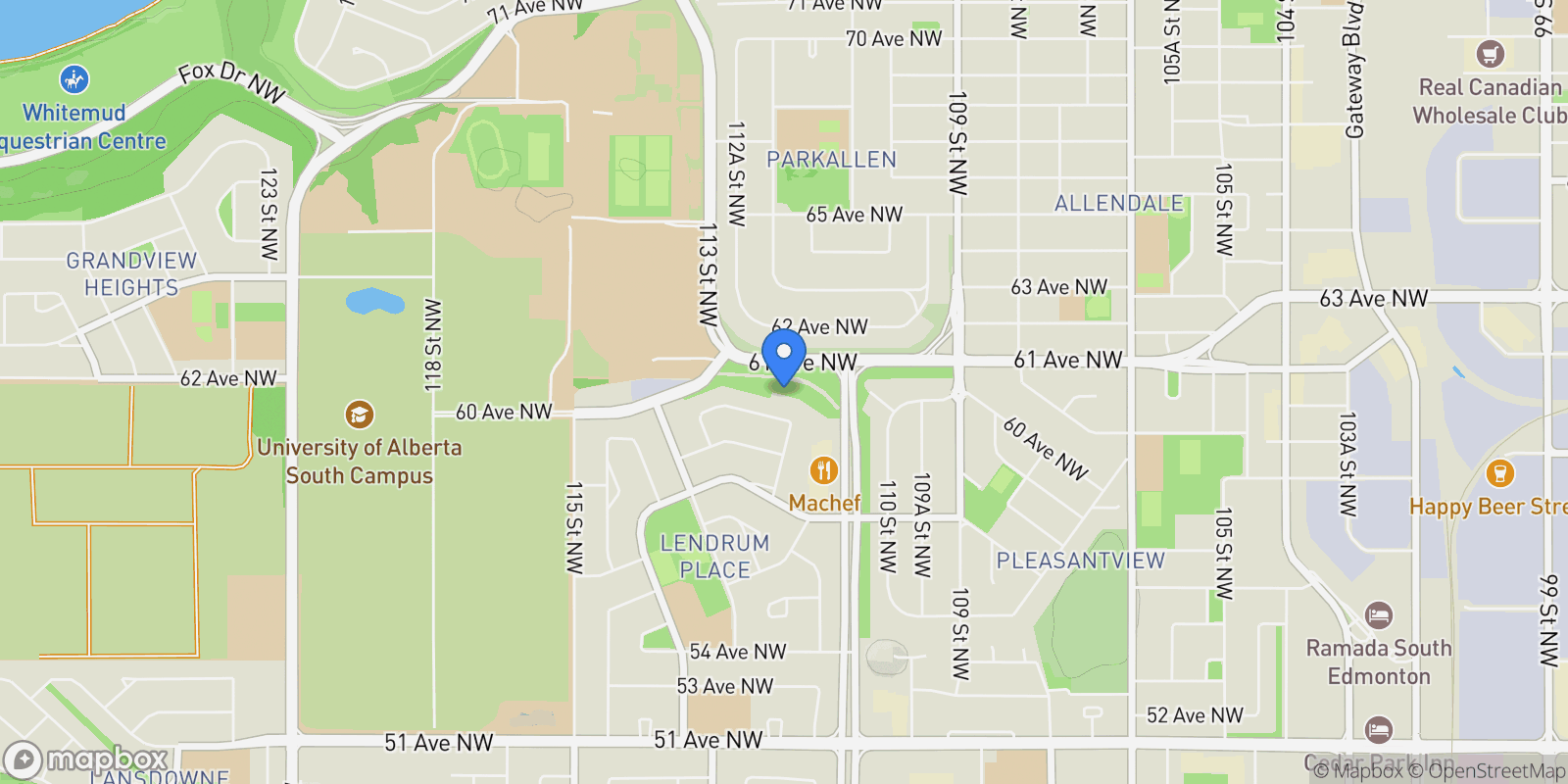 Map showing 11204 & 11206 55 Avenue, Edmonton, AB T6H 0X1, Edmonton, Alberta, Canada.