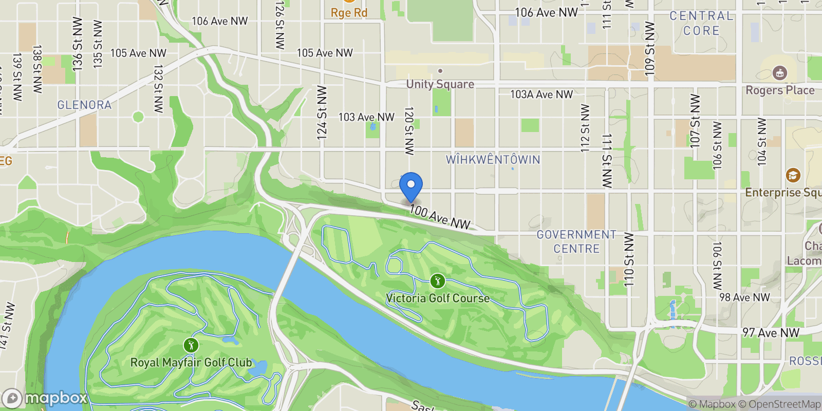 Map showing 301 - 11930 100 Avenue NW, Edmonton, AB T5K 0K5, Edmonton, Alberta, Canada.
