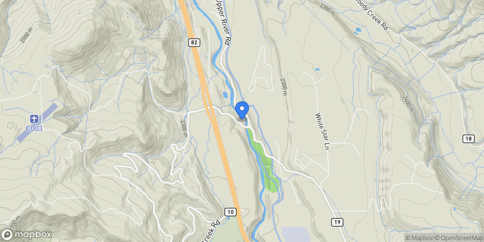 Map showing 30 Smith Hill Way, Woody Creek, CO, United States.
