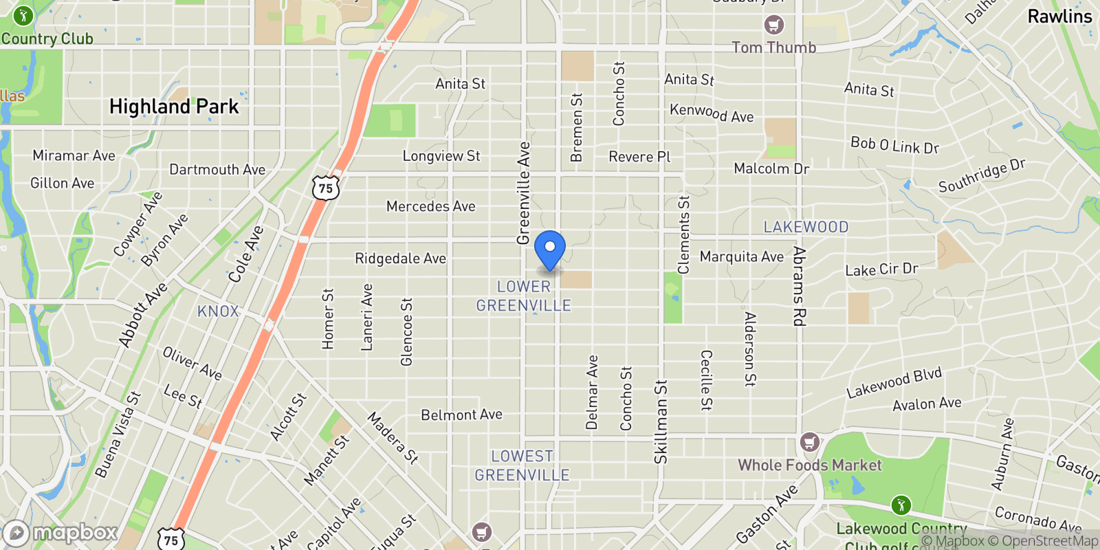 Map showing 5738 Vanderbilt Avenue, Dallas, Texas, United States.