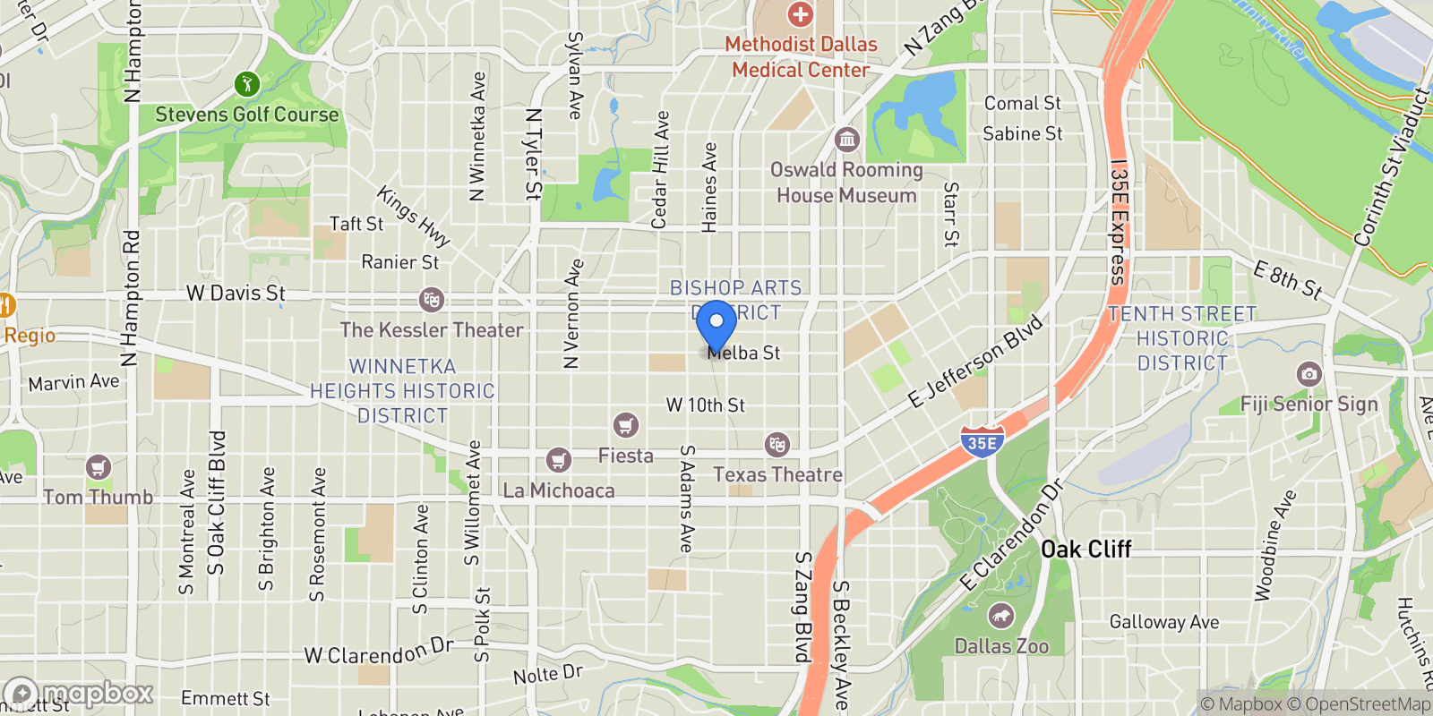 Map showing 410 Melba Street 1, 2, 3, 4, Dallas, Texas, United States.