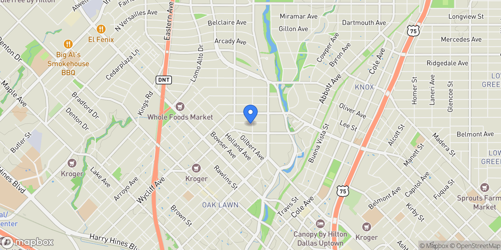 Map showing 4051 Throckmorton Street, Dallas, Texas, United States.
