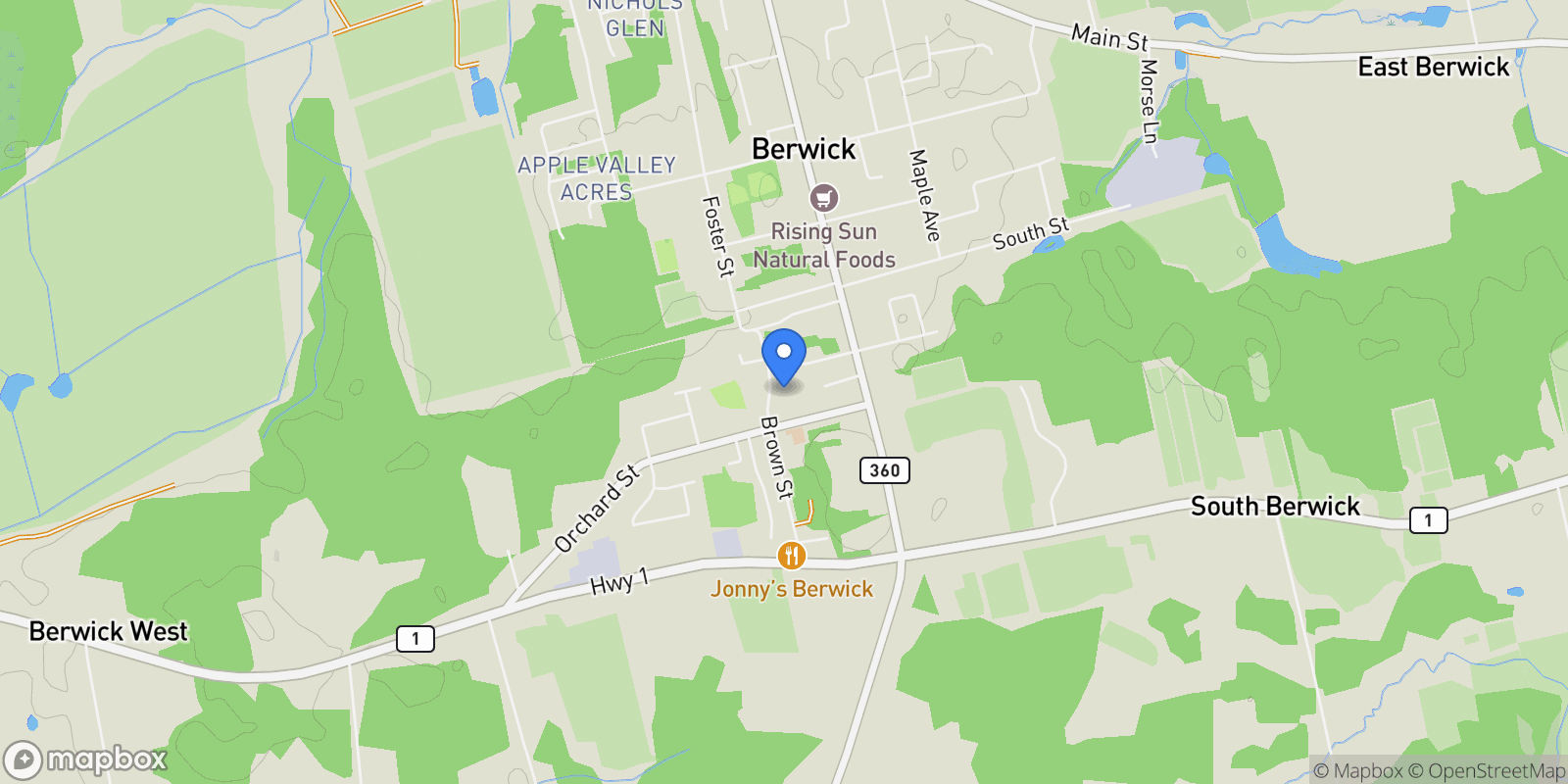 Map showing 156 Brown Street, Berwick, Nova Scotia, Canada.