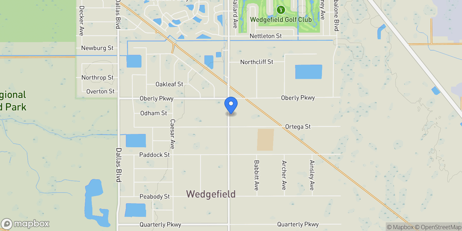 Map showing 3603 BANCROFT BOULEVARD, ORLANDO, FL 32833, Orlando, Florida, United States.