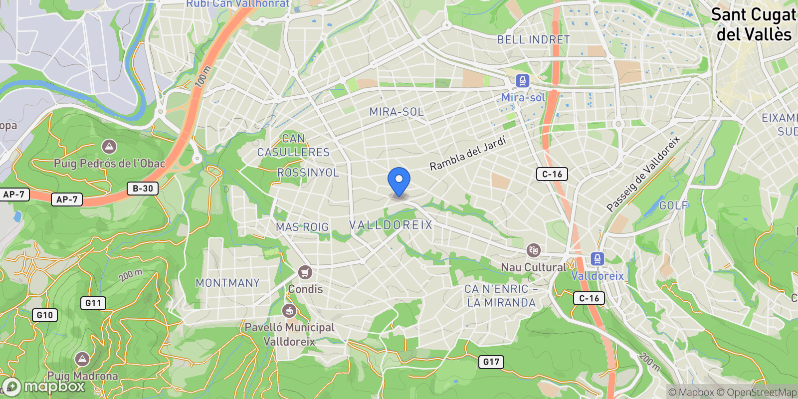 Map showing Valldoreix, Sant Cugat del Valles, BARCELONA, Sant Cugat del Valles, Sant Cugat del Valles, Catalonia, Spain.